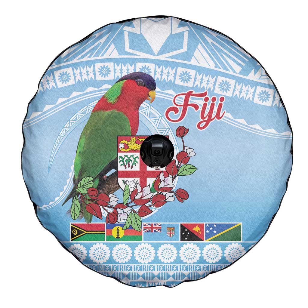 Melanesian Fiji Kula Bird Spare Tire Cover with Tagimoucia Masi Tapa Pattern LT9 - Polynesian Pride