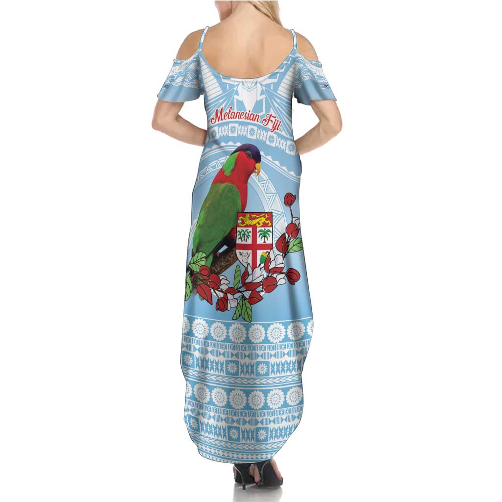 Melanesian Fiji Kula Bird Summer Maxi Dress with Tagimoucia Masi Tapa Pattern LT9 - Polynesian Pride
