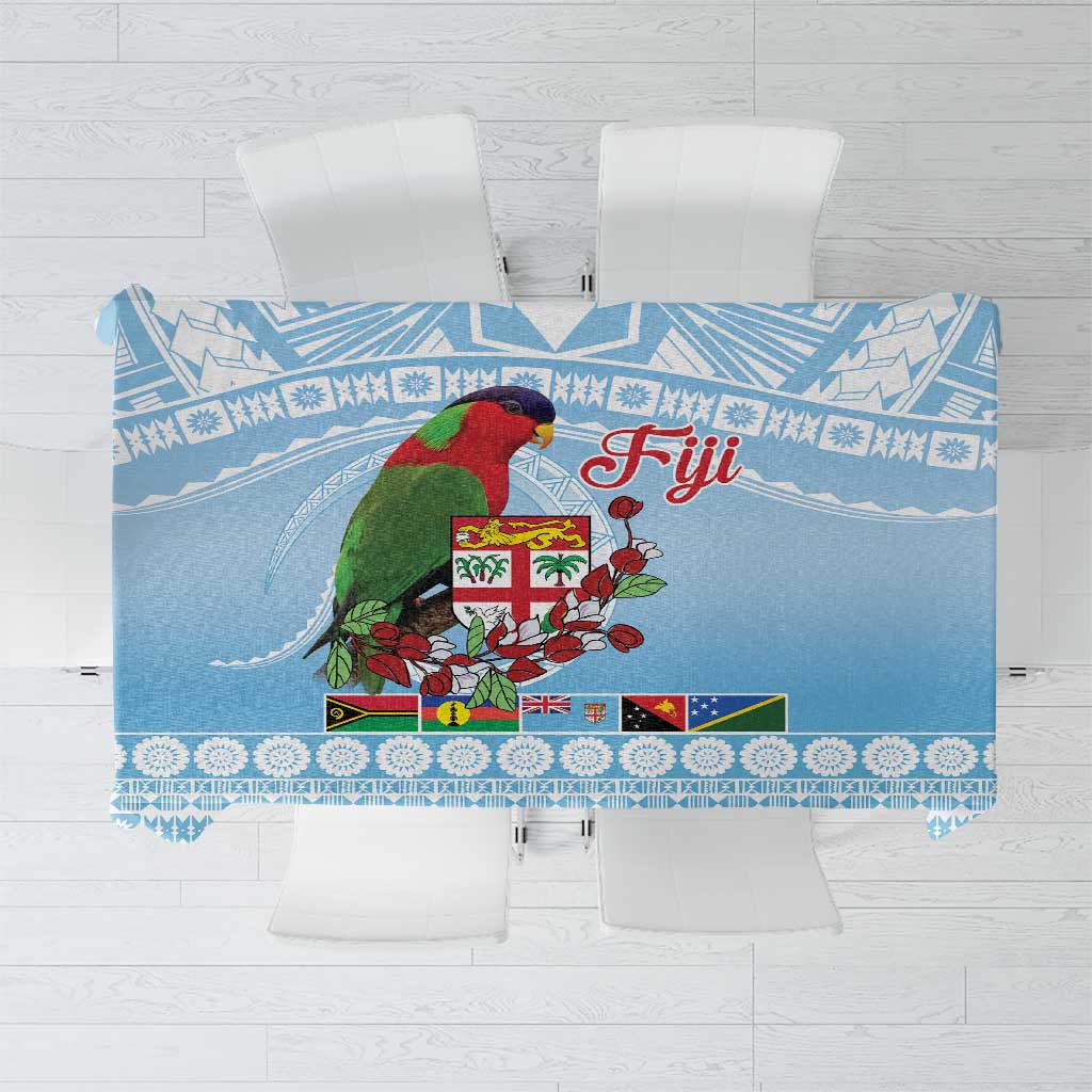 Melanesian Fiji Kula Bird Tablecloth with Tagimoucia Masi Tapa Pattern LT9 Blue - Polynesian Pride