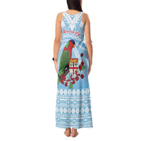 Melanesian Fiji Kula Bird Tank Maxi Dress with Tagimoucia Masi Tapa Pattern LT9 - Polynesian Pride