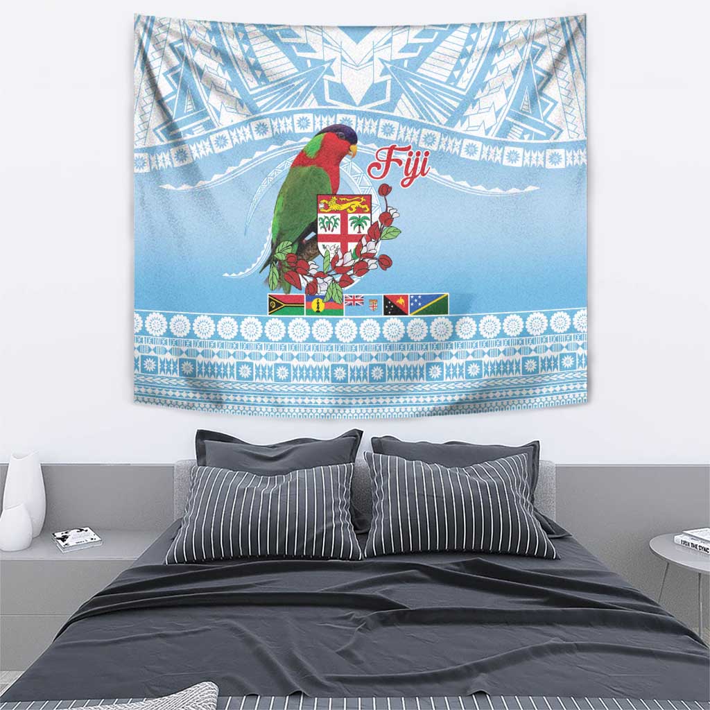 Melanesian Fiji Kula Bird Tapestry with Tagimoucia Masi Tapa Pattern LT9 - Polynesian Pride