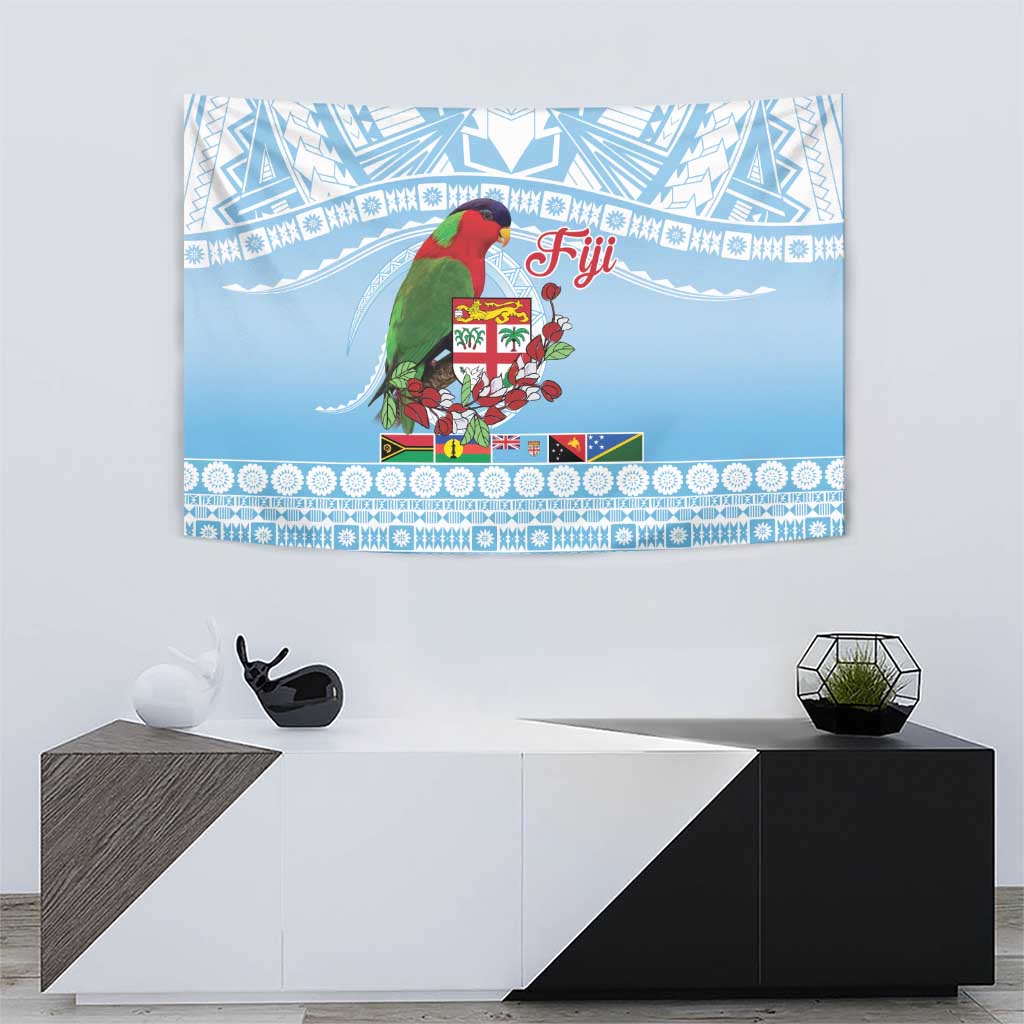 Melanesian Fiji Kula Bird Tapestry with Tagimoucia Masi Tapa Pattern LT9 - Polynesian Pride