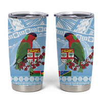 Melanesian Fiji Tumbler Cup Kula Bird with Tagimoucia Masi Tapa Pattern