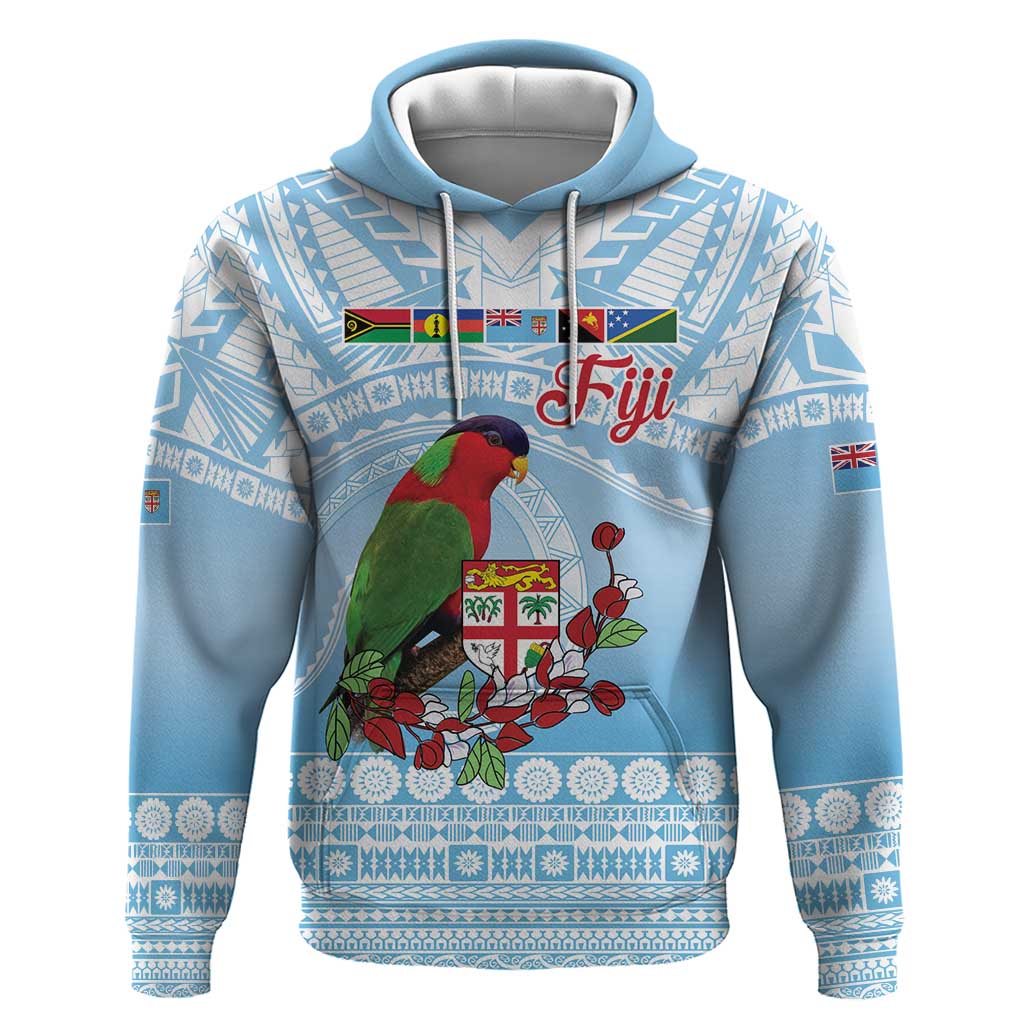 Melanesian Fiji Kula Bird Zip Hoodie with Tagimoucia Masi Tapa Pattern LT9 Pullover Hoodie Blue - Polynesian Pride