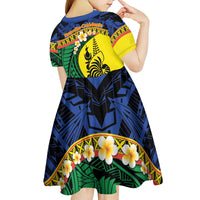 Melanesian New Caledonia Kid Short Sleeve Dress Plumeria Kagu Bird and Nautilus Shell
