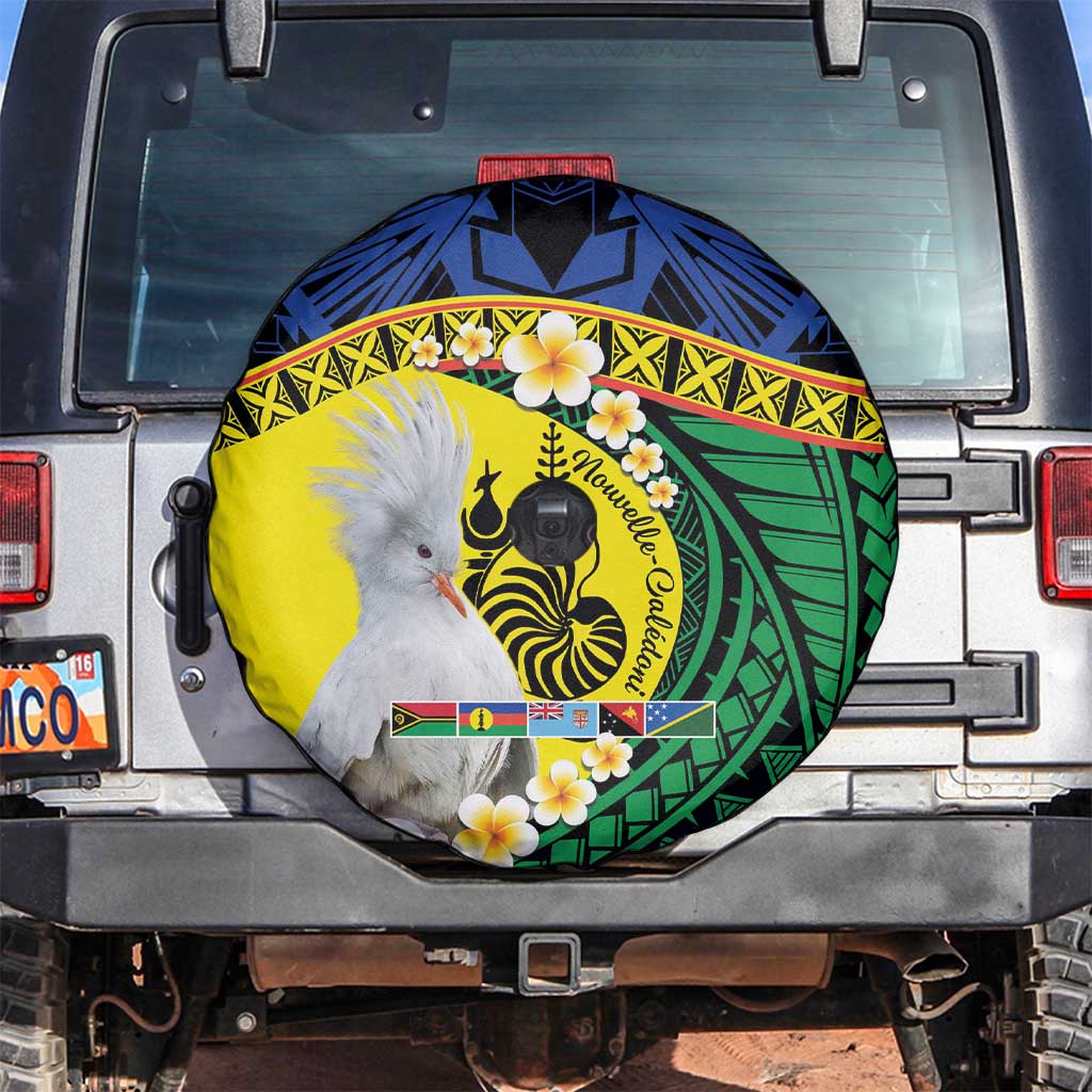 Melanesian New Caledonia Spare Tire Cover Plumeria Kagu Bird and Nautilus Shell LT9 Blue - Polynesian Pride