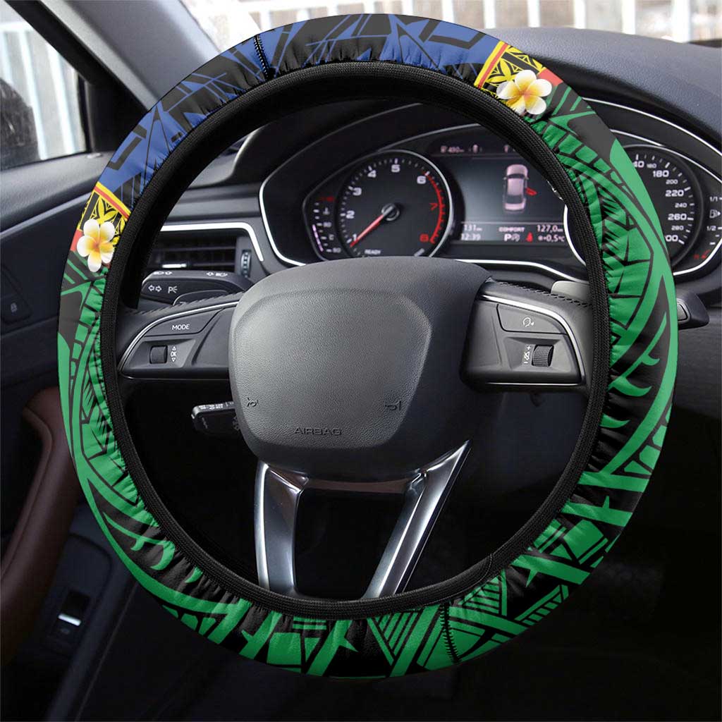 Melanesian New Caledonia Steering Wheel Cover Plumeria Kagu Bird and Nautilus Shell LT9 - Polynesian Pride