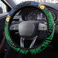 Melanesian New Caledonia Steering Wheel Cover Plumeria Kagu Bird and Nautilus Shell LT9 - Polynesian Pride
