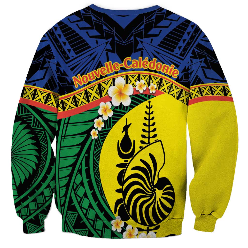 Melanesian New Caledonia Sweatshirt Plumeria Kagu Bird and Nautilus Shell LT9 - Polynesian Pride