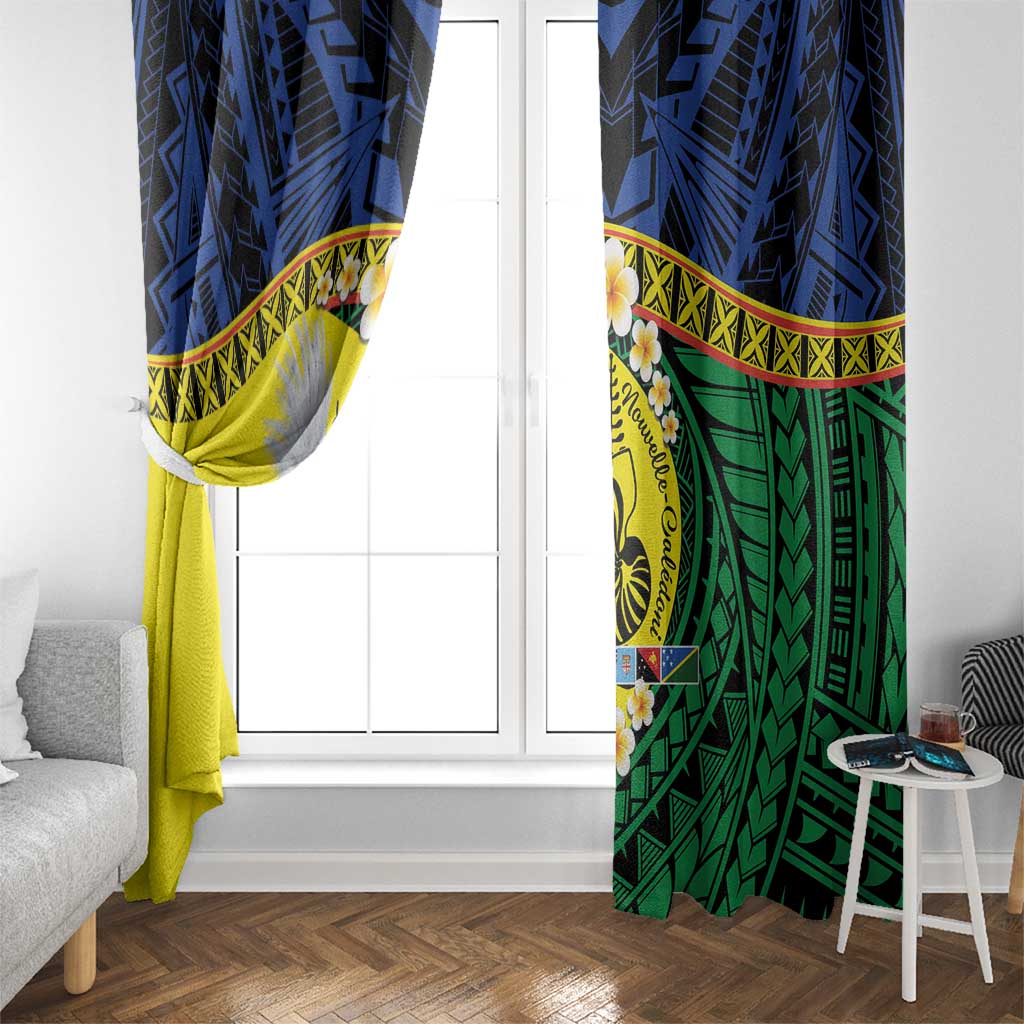 Melanesian New Caledonia Window Curtain Plumeria Kagu Bird and Nautilus Shell