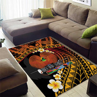 Melanesian Papua New Guinea Area Rug Plumeria Bird of Paradise Tribal