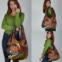 Melanesian Papua New Guinea Grocery Bag Plumeria Bird of Paradise Tribal