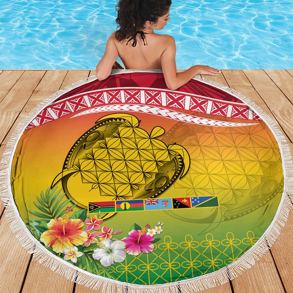 Melanesian Ni-Vanuatu Beach Blanket Sea Turtle with Sand Drawing Pattern LT9 - Polynesian Pride