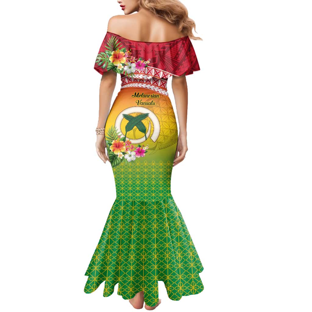 Melanesian Ni-Vanuatu Family Matching Mermaid Dress and Hawaiian Shirt Sea Turtle with Sand Drawing Pattern LT9 - Polynesian Pride