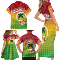 Melanesian Ni-Vanuatu Family Matching Short Sleeve Bodycon Dress and Hawaiian Shirt Sea Turtle with Sand Drawing Pattern