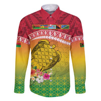 Melanesian Ni-Vanuatu Family Matching Summer Maxi Dress and Hawaiian Shirt Sea Turtle with Sand Drawing Pattern LT9 Dad's Shirt - Long Sleeve Reggae - Polynesian Pride