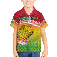 Melanesian Ni-Vanuatu Family Matching Tank Maxi Dress and Hawaiian Shirt Sea Turtle with Sand Drawing Pattern LT9 Son's Shirt Reggae - Polynesian Pride