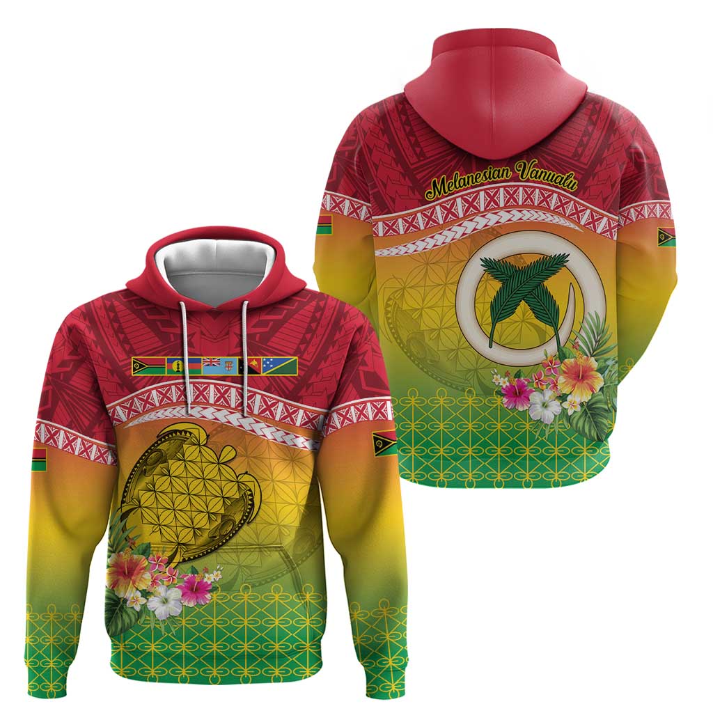 Melanesian Ni-Vanuatu Hoodie Sea Turtle with Sand Drawing Pattern