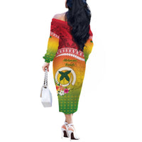 Melanesian Ni-Vanuatu Off The Shoulder Long Sleeve Dress Sea Turtle with Sand Drawing Pattern LT9 - Polynesian Pride