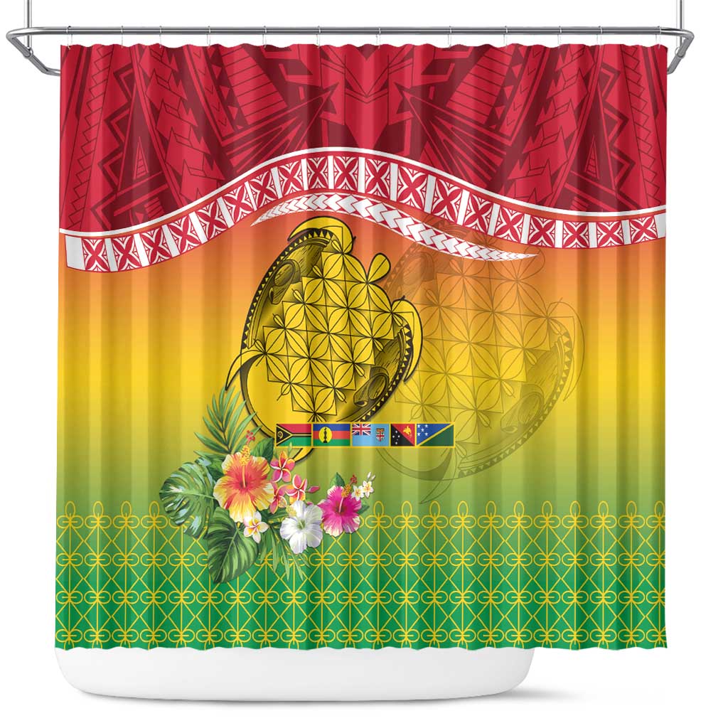 Melanesian Ni-Vanuatu Shower Curtain Sea Turtle with Sand Drawing Pattern LT9 Reggae - Polynesian Pride
