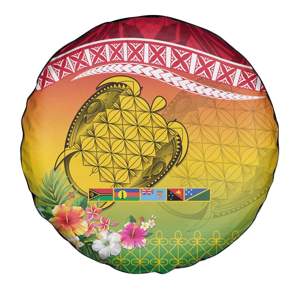 Melanesian Ni-Vanuatu Spare Tire Cover Sea Turtle with Sand Drawing Pattern