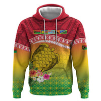 Melanesian Ni-Vanuatu Zip Hoodie Sea Turtle with Sand Drawing Pattern LT9 Pullover Hoodie Reggae - Polynesian Pride