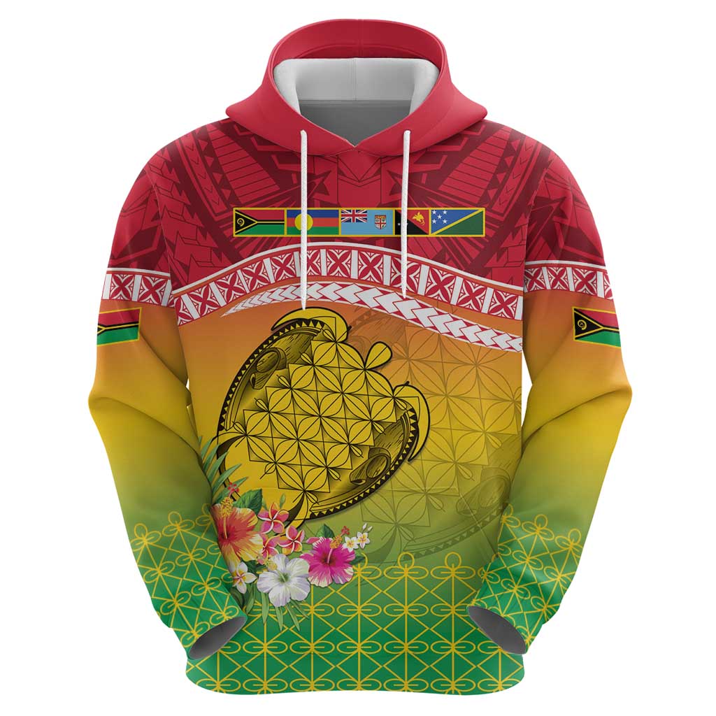 Melanesian Ni-Vanuatu Zip Hoodie Sea Turtle with Sand Drawing Pattern LT9 - Polynesian Pride