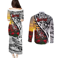 Personalised New Zealand Waitangi and ANZAC day Couples Matching Puletasi and Long Sleeve Button Shirt LT9 - Polynesian Pride