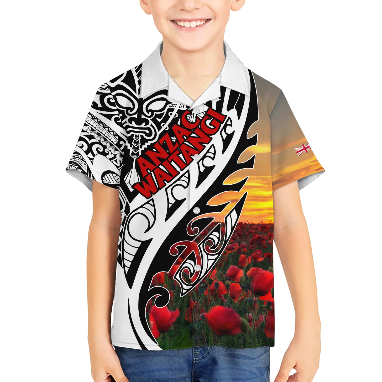 Personalised New Zealand Waitangi and ANZAC day Kid Hawaiian Shirt LT9 Kid White - Polynesian Pride