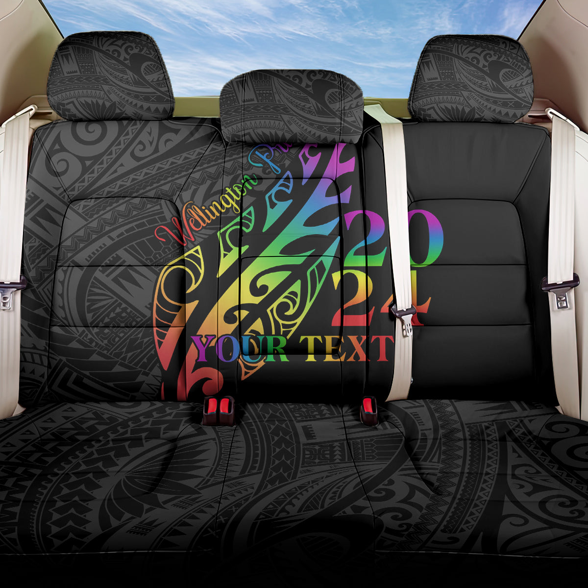 Personalised New Zealand Wellington Pride Back Car Seat Cover Maori Fern with Pride Flag 2024 LT9