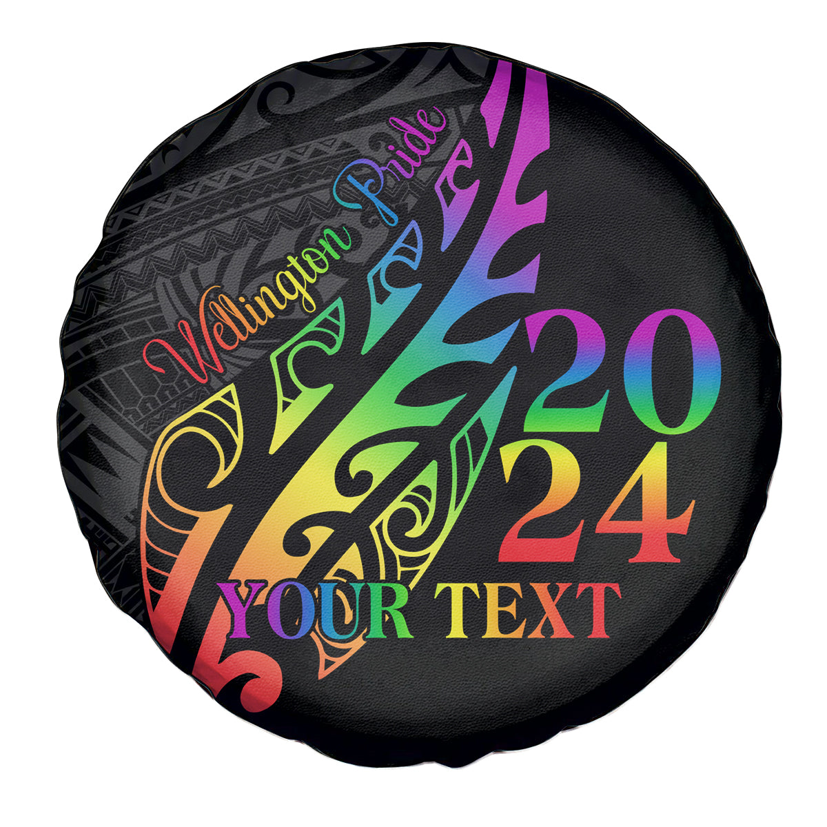 Personalised New Zealand Wellington Pride Spare Tire Cover Maori Fern with Pride Flag 2024