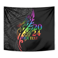 Personalised New Zealand Wellington Pride Tapestry Maori Fern with Pride Flag 2024