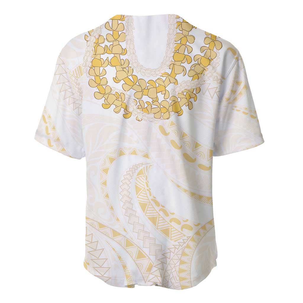 Aloha Lei Onaona Baseball Jersey Beige Hawaiian Tribal Pattern