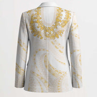 Aloha Lei Onaona Blazer Beige Hawaiian Tribal Pattern - Polynesian Pride
