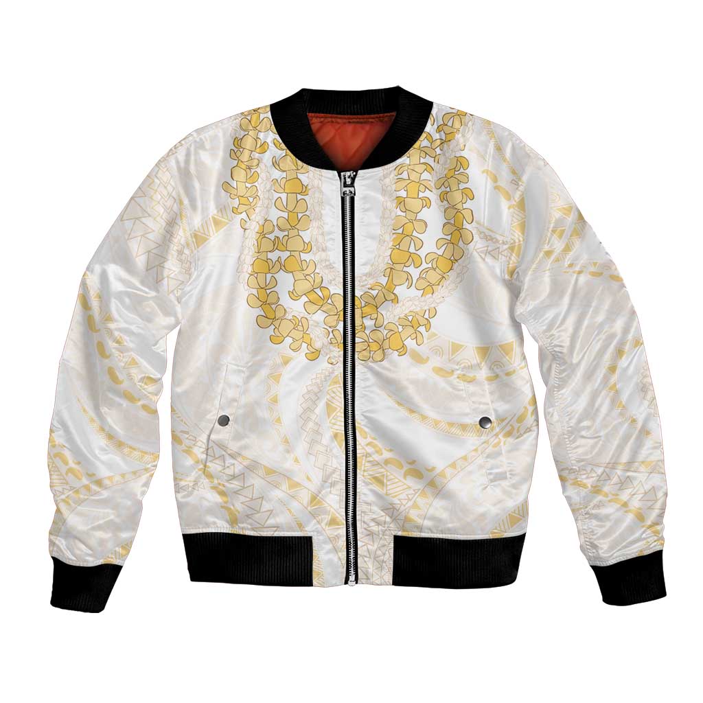 Aloha Lei Onaona Bomber Jacket Beige Hawaiian Tribal Pattern LT9 Unisex Beige - Polynesian Pride