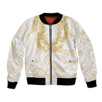 Aloha Lei Onaona Bomber Jacket Beige Hawaiian Tribal Pattern LT9 Unisex Beige - Polynesian Pride