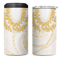 Aloha Lei Onaona 4 in 1 Can Cooler Tumbler Beige Hawaiian Tribal Pattern