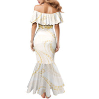 Aloha Lei Onaona Family Matching Mermaid Dress and Hawaiian Shirt Beige Hawaiian Tribal Pattern