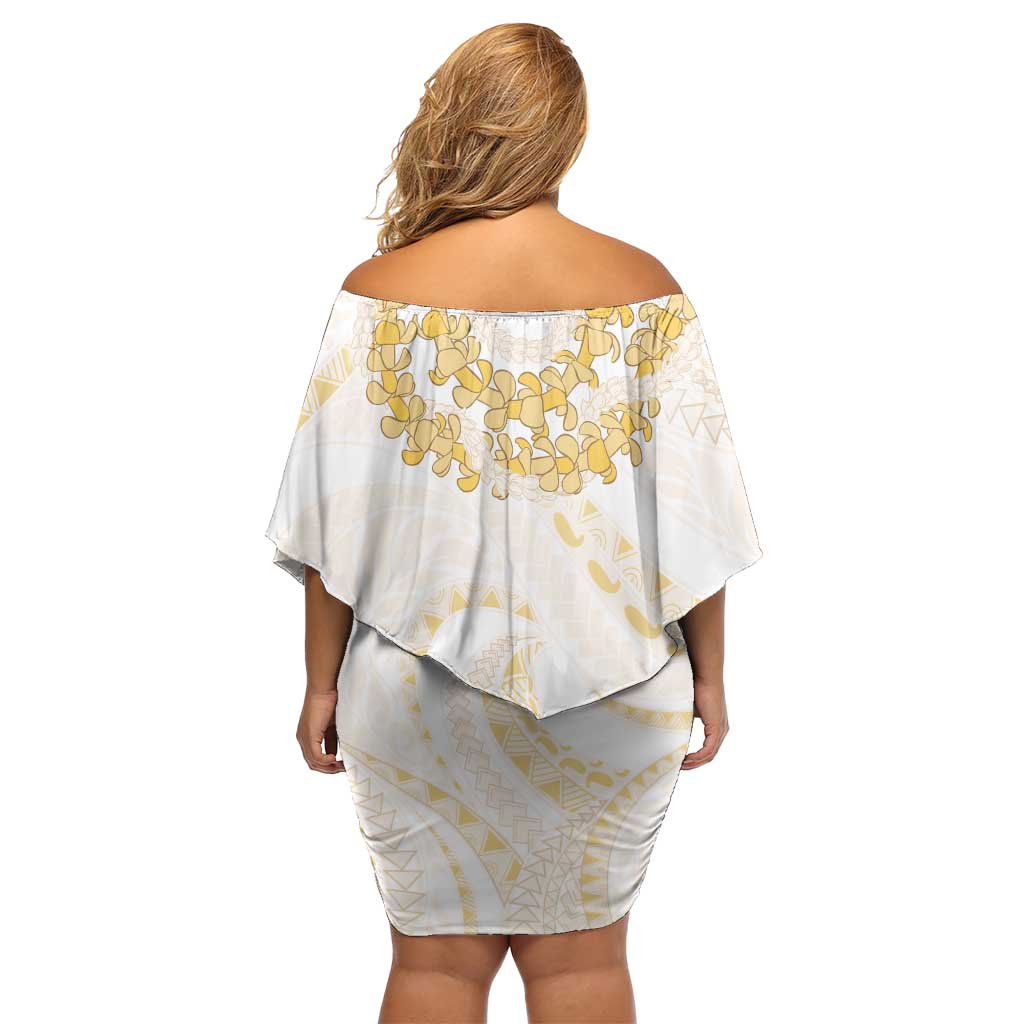 Aloha Lei Onaona Family Matching Off Shoulder Short Dress and Hawaiian Shirt Beige Hawaiian Tribal Pattern