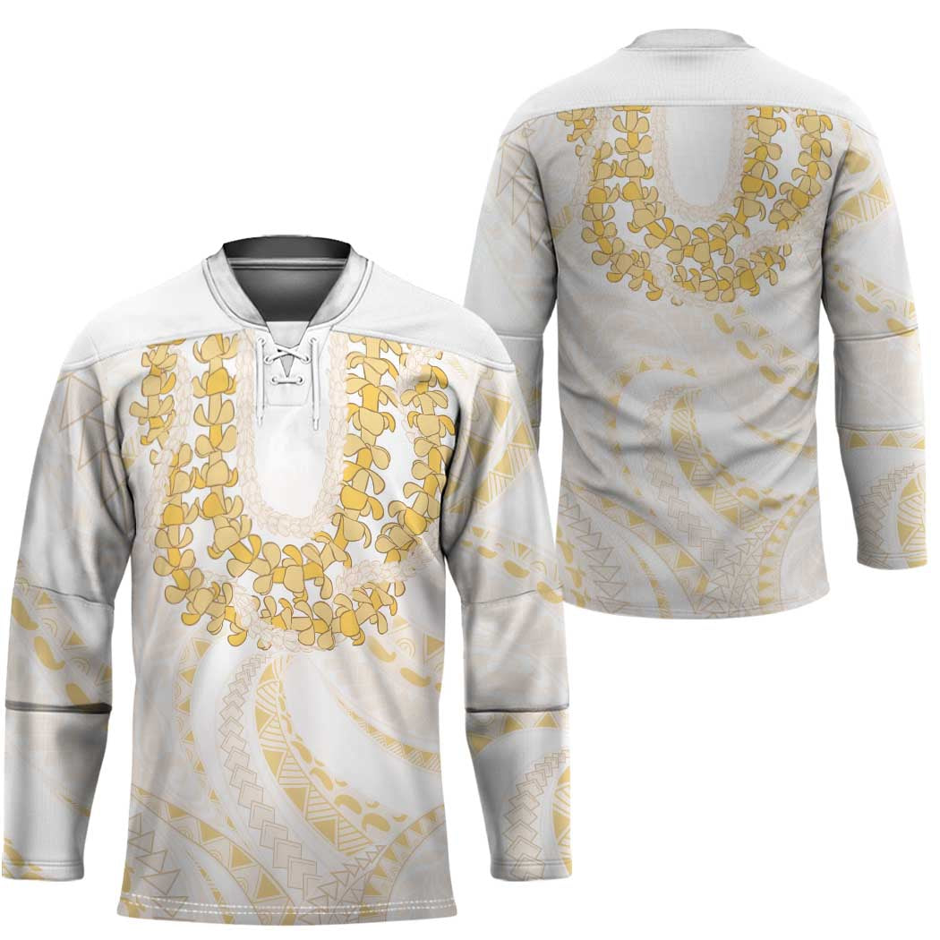 Aloha Lei Onaona Hockey Jersey Beige Hawaiian Tribal Pattern LT9