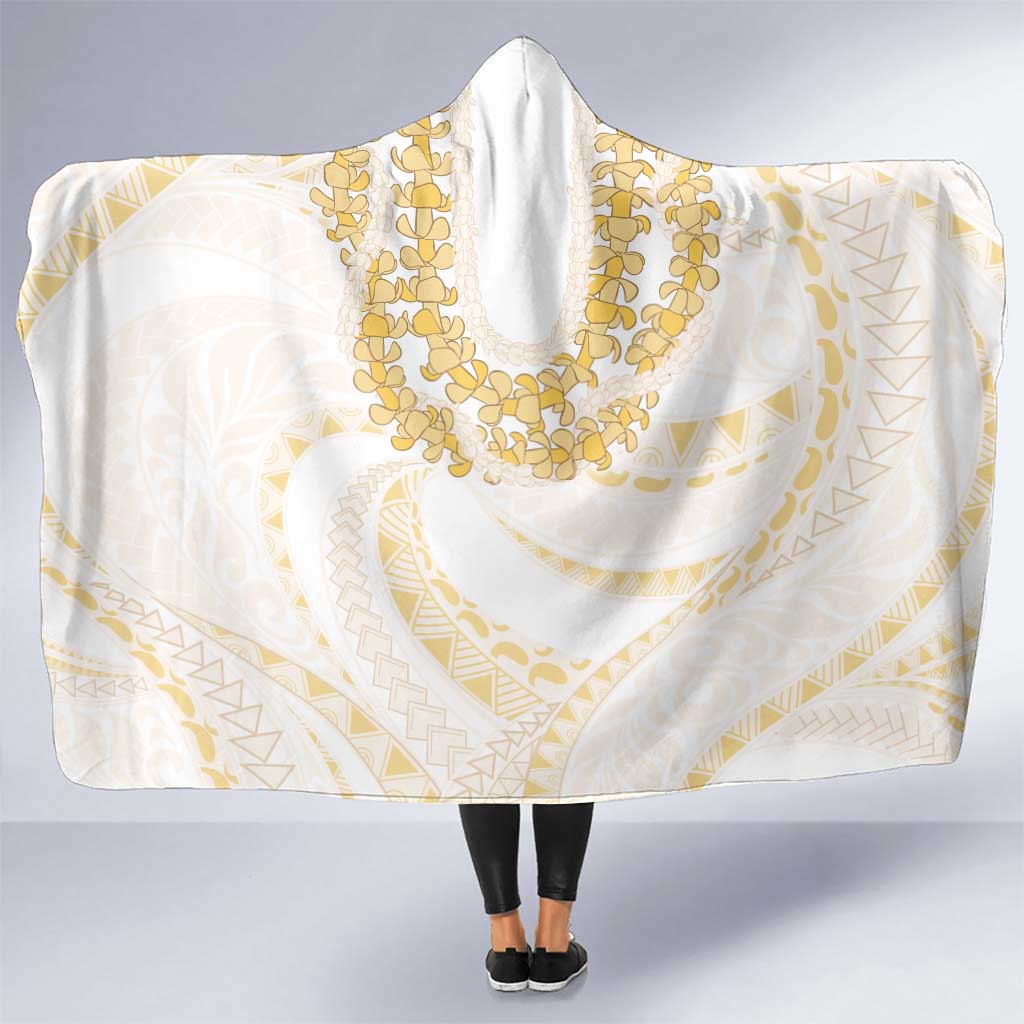 Aloha Lei Onaona Hooded Blanket Beige Hawaiian Tribal Pattern