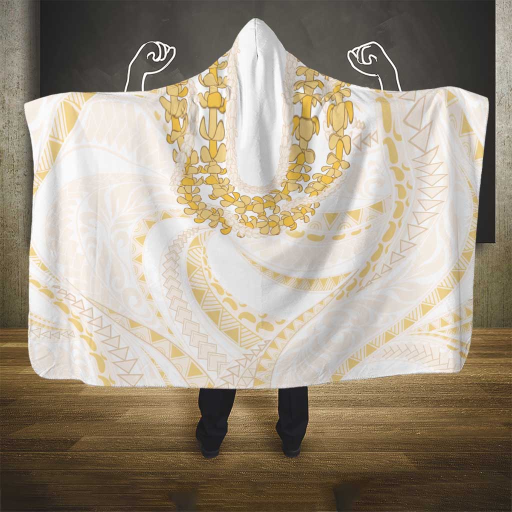 Aloha Lei Onaona Hooded Blanket Beige Hawaiian Tribal Pattern