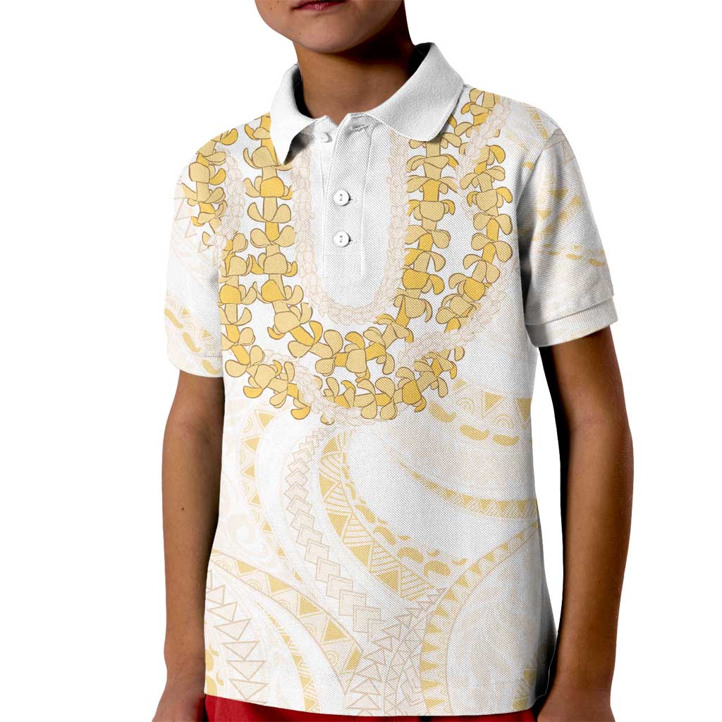 Aloha Lei Onaona Kid Polo Shirt Beige Hawaiian Tribal Pattern