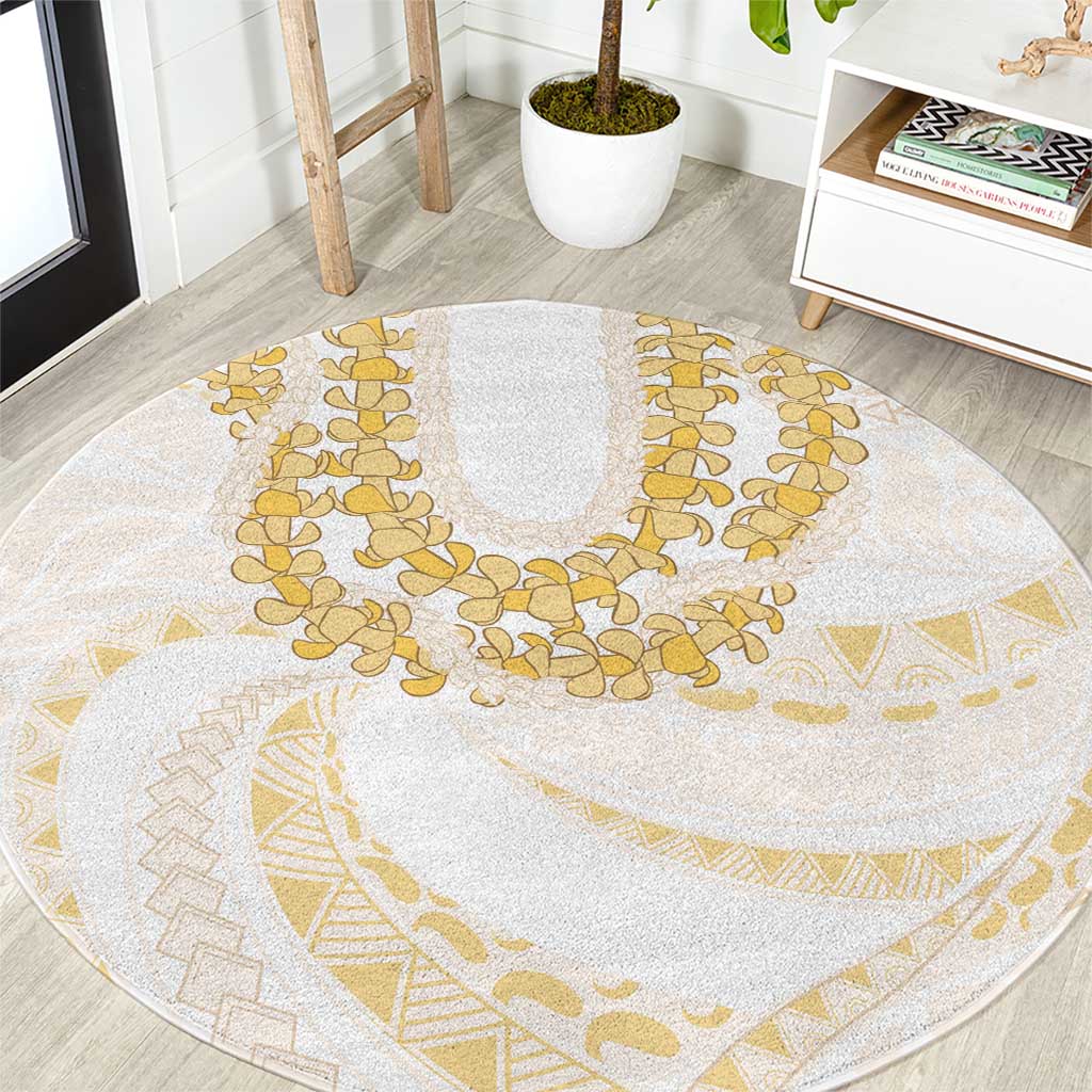Aloha Lei Onaona Round Carpet Beige Hawaiian Tribal Pattern LT9 Beige - Polynesian Pride