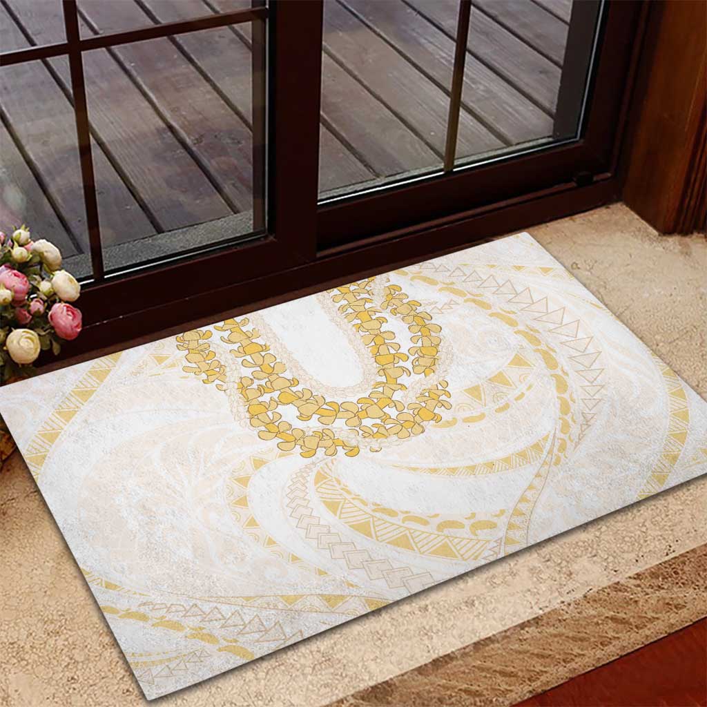 Aloha Lei Onaona Rubber Doormat Beige Hawaiian Tribal Pattern