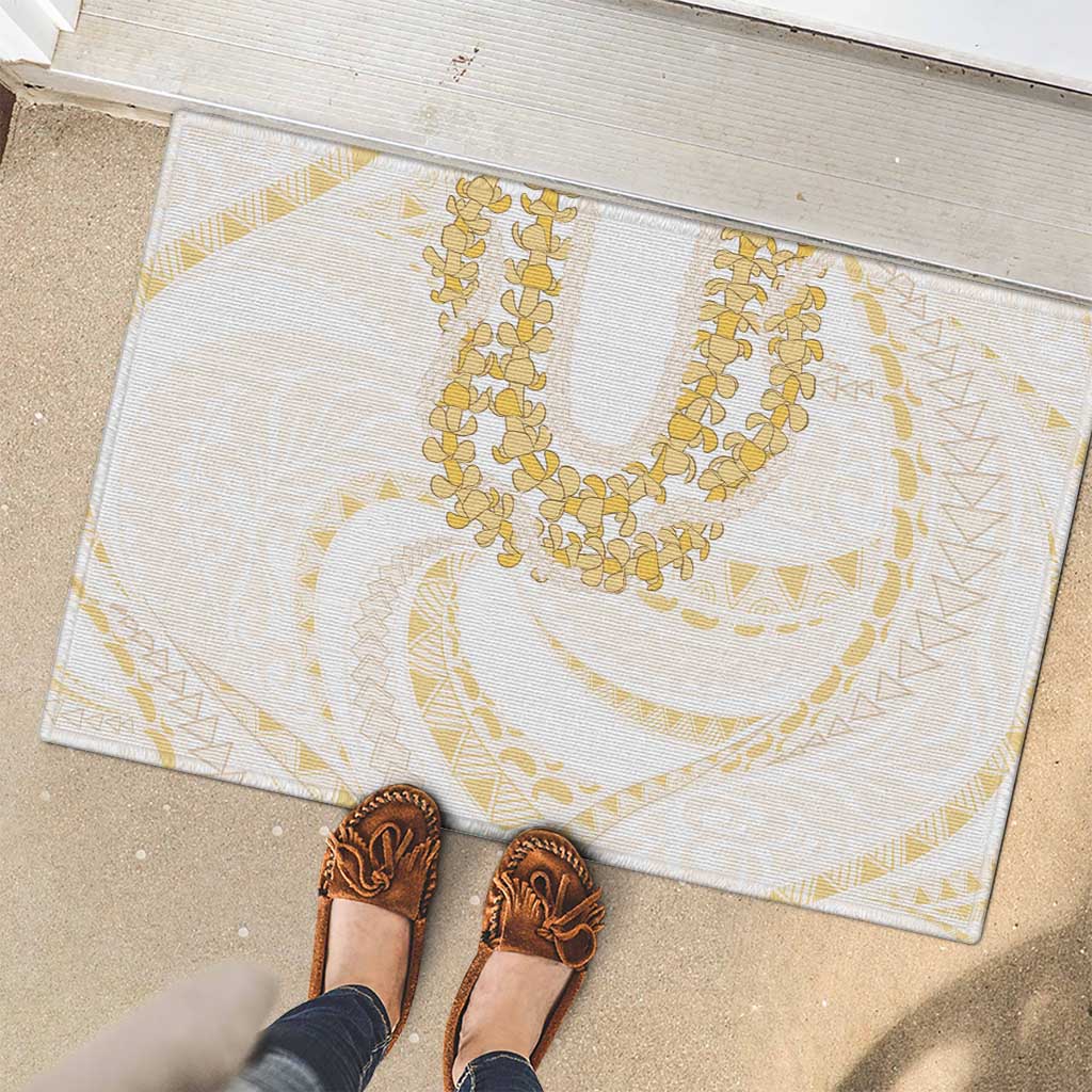 Aloha Lei Onaona Rubber Doormat Beige Hawaiian Tribal Pattern