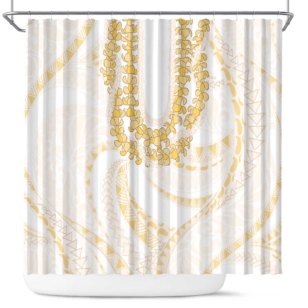 Aloha Lei Onaona Shower Curtain Beige Hawaiian Tribal Pattern LT9 Beige - Polynesian Pride