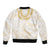 Aloha Lei Onaona Sleeve Zip Bomber Jacket Beige Hawaiian Tribal Pattern