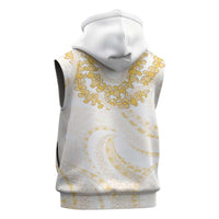Aloha Lei Onaona Sleeveless Zip Hoodie Beige Hawaiian Tribal Pattern LT9