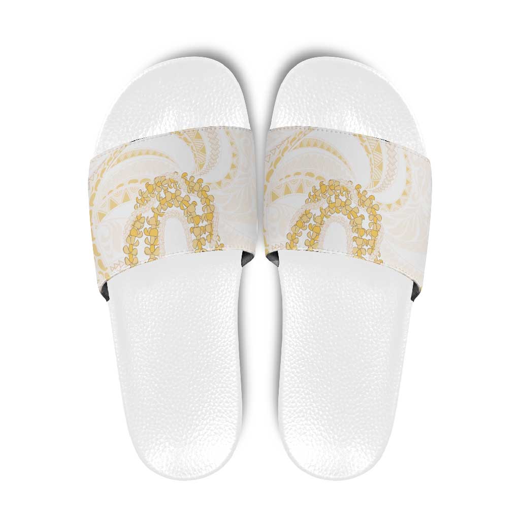 Aloha Lei Onaona Slide Sandals Beige Hawaiian Tribal Pattern - Polynesian Pride